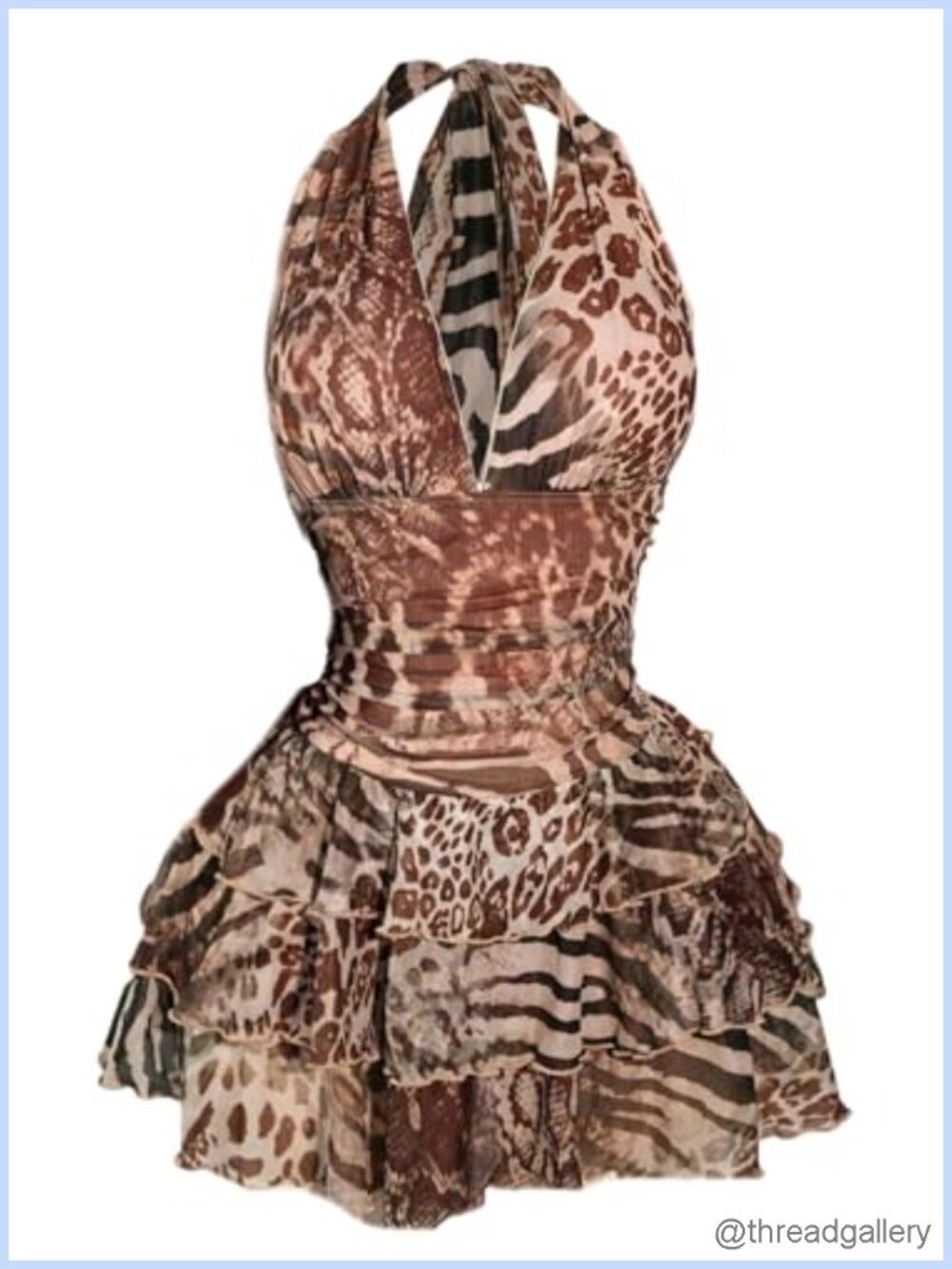Plus Size Halter Mesh Mini Skort Dress Y2K Animal Print